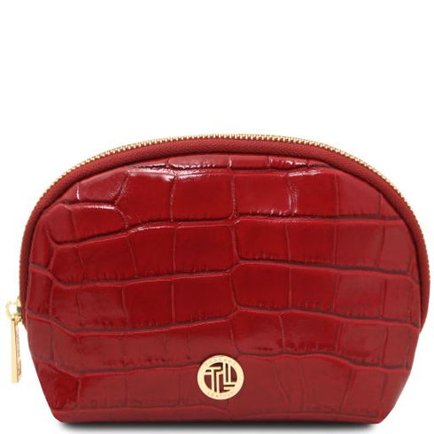 Vera - Croc print leather toiletry case